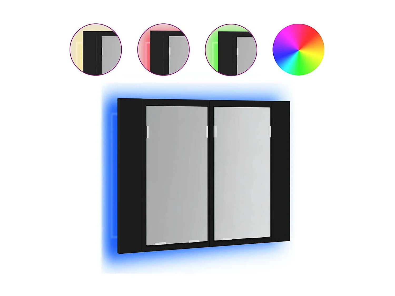 Badkamerkast met spiegel en LED 60x12x45 cm acryl zwart