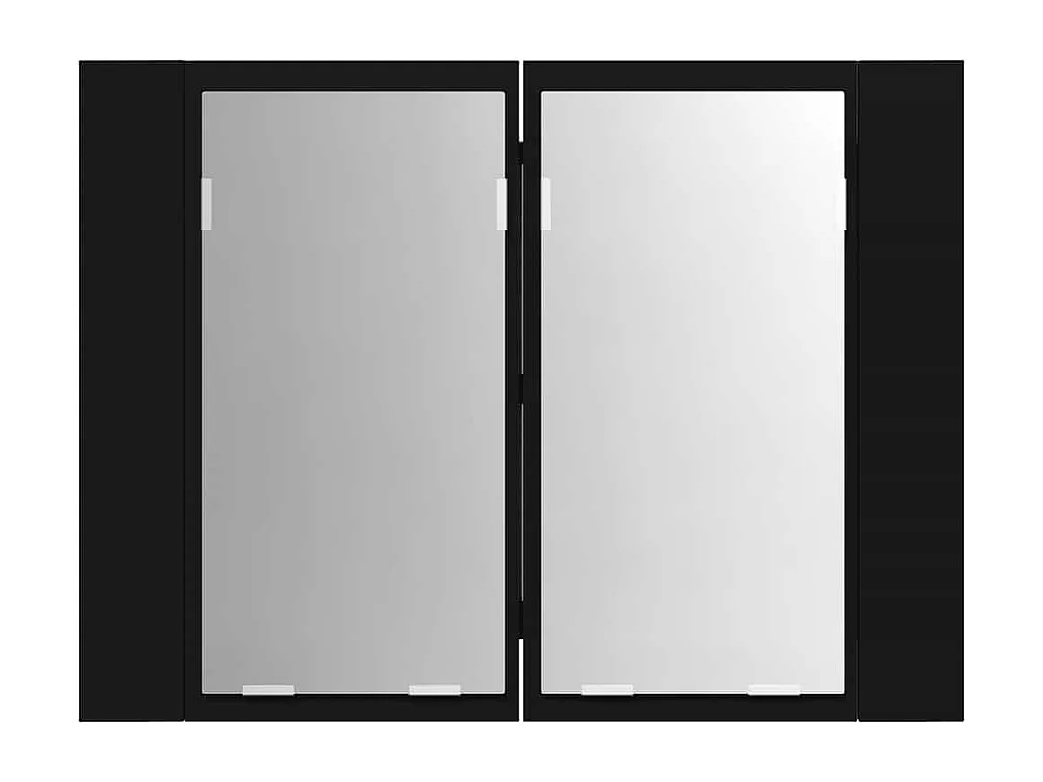 Badkamerkast met spiegel en LED 60x12x45 cm acryl zwart