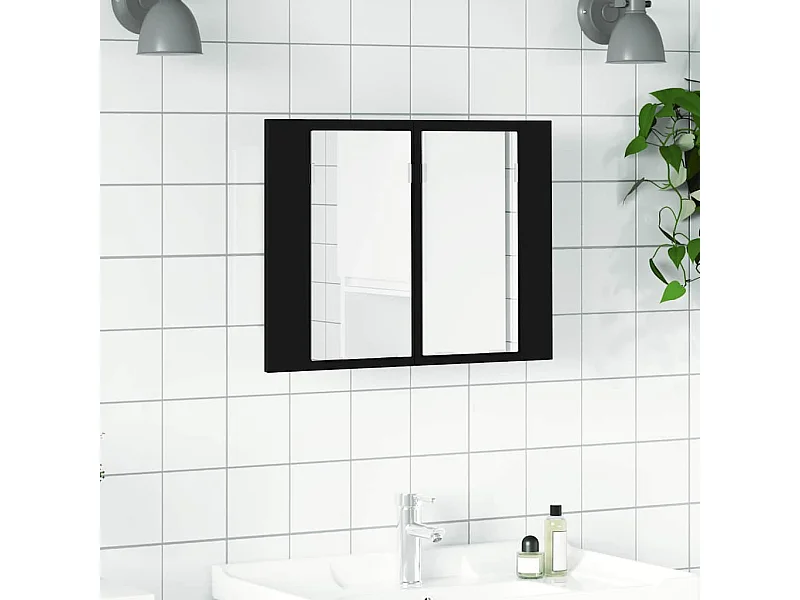 LED-Bad-Spiegelschrank Schwarz 60x12x45 cm Acryl