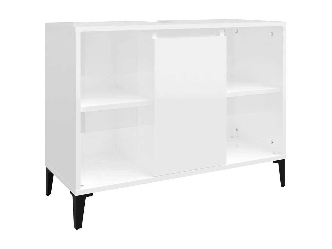 Wastafelkast 80x33x60 cm bewerkt hout hoogglans wit