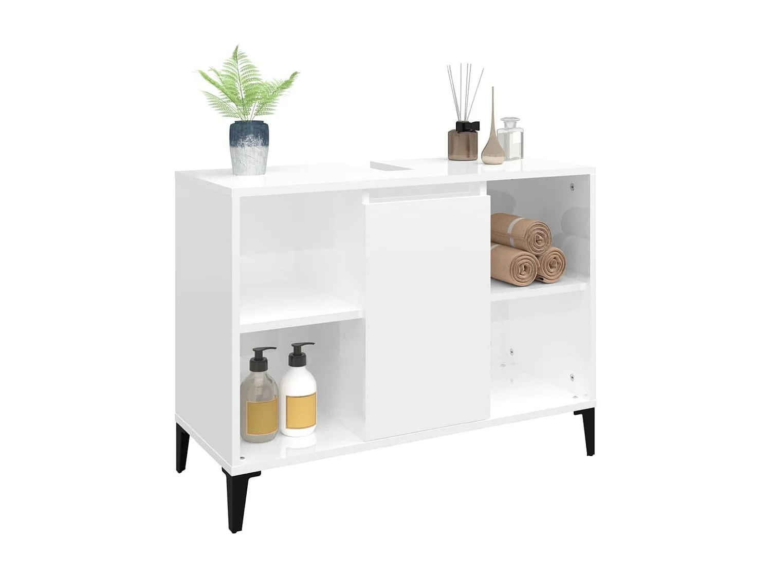 Mobile Lavabo Bianco Lucido 80x33x60 cm in Legno Multistrato
