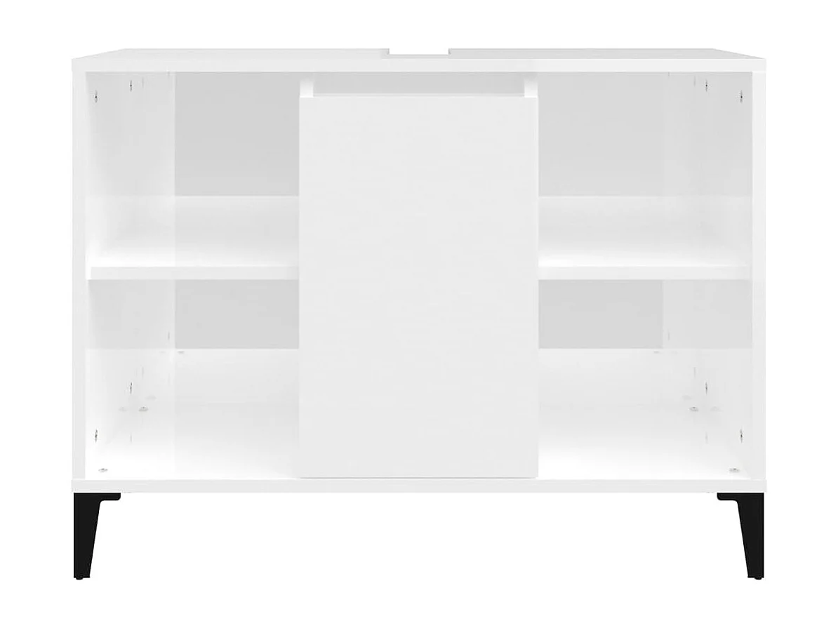 Mobile Lavabo Bianco Lucido 80x33x60 cm in Legno Multistrato