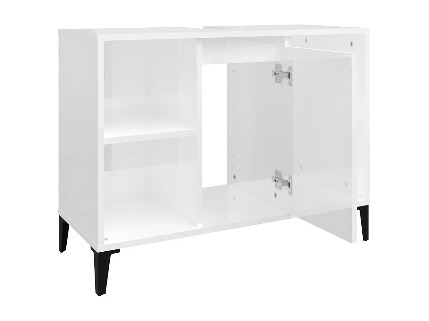 Mobile Lavabo Bianco Lucido 80x33x60 cm in Legno Multistrato
