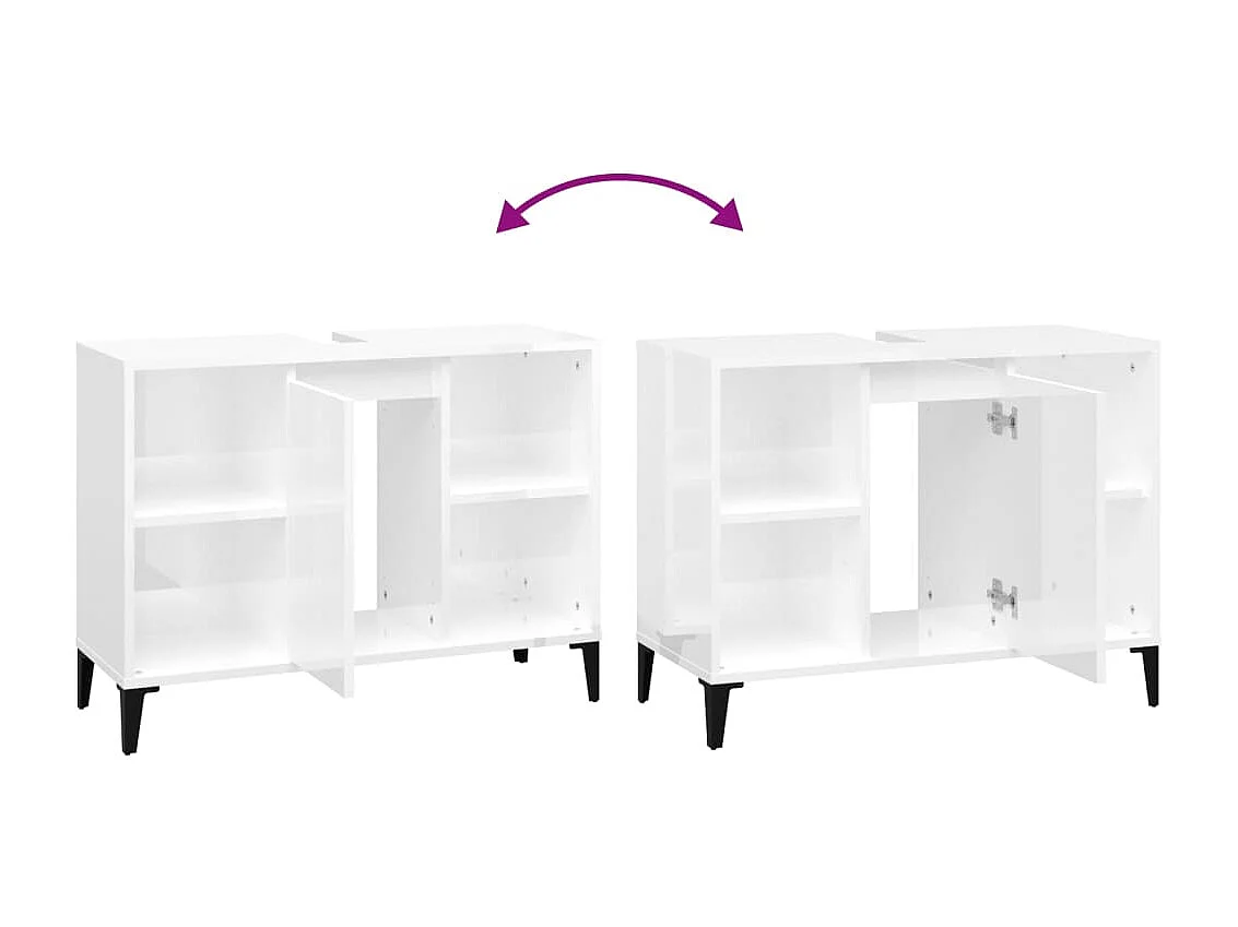 Mobile Lavabo Bianco Lucido 80x33x60 cm in Legno Multistrato