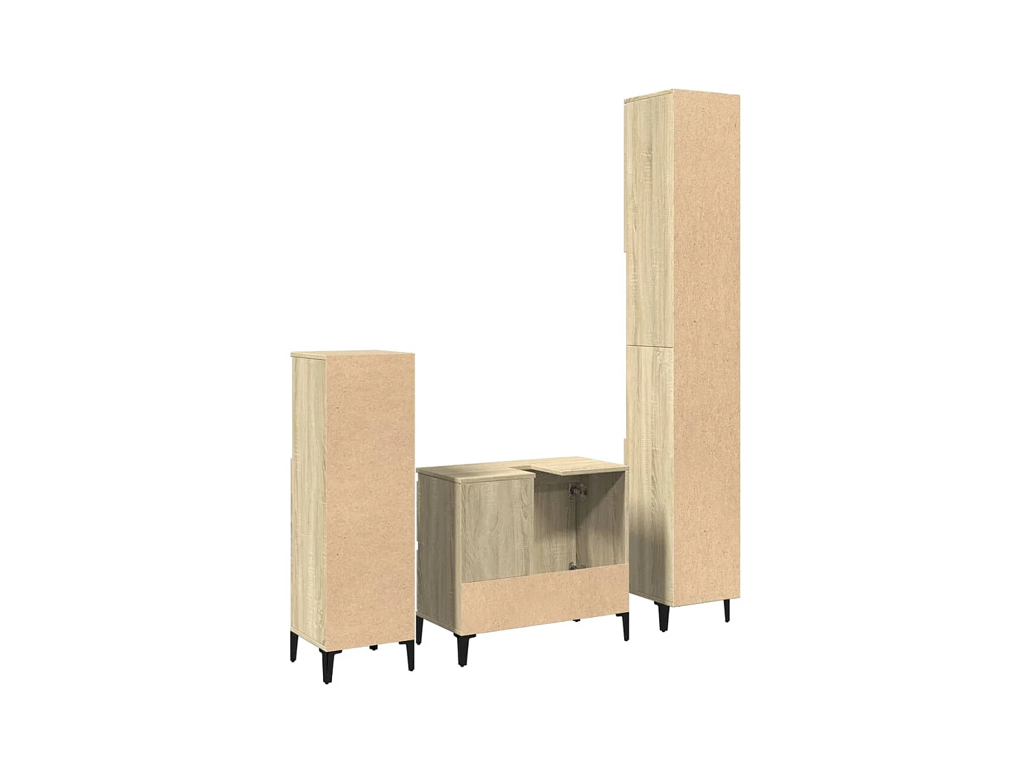 Set de muebles de baño 3 pzas madera contrachapada roble Sonoma