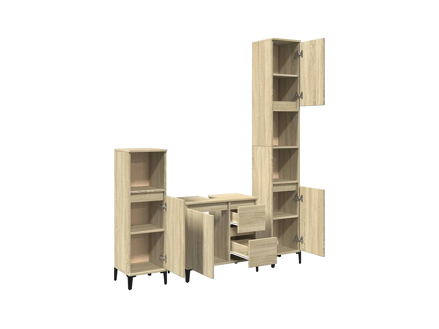 Set de muebles de baño 3 pzas madera contrachapada roble Sonoma