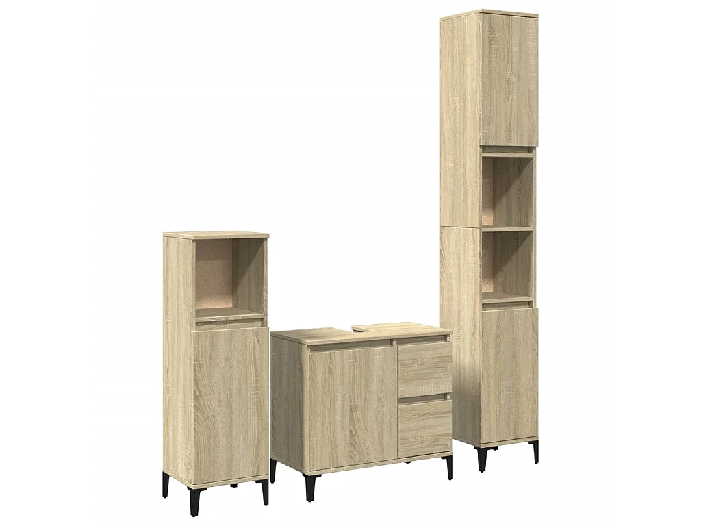 Ensemble de meubles de salle de bain 3 pcs chêne sonoma