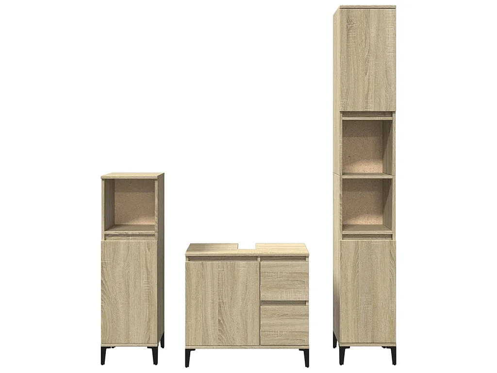 Ensemble de meubles de salle de bain 3 pcs chêne sonoma