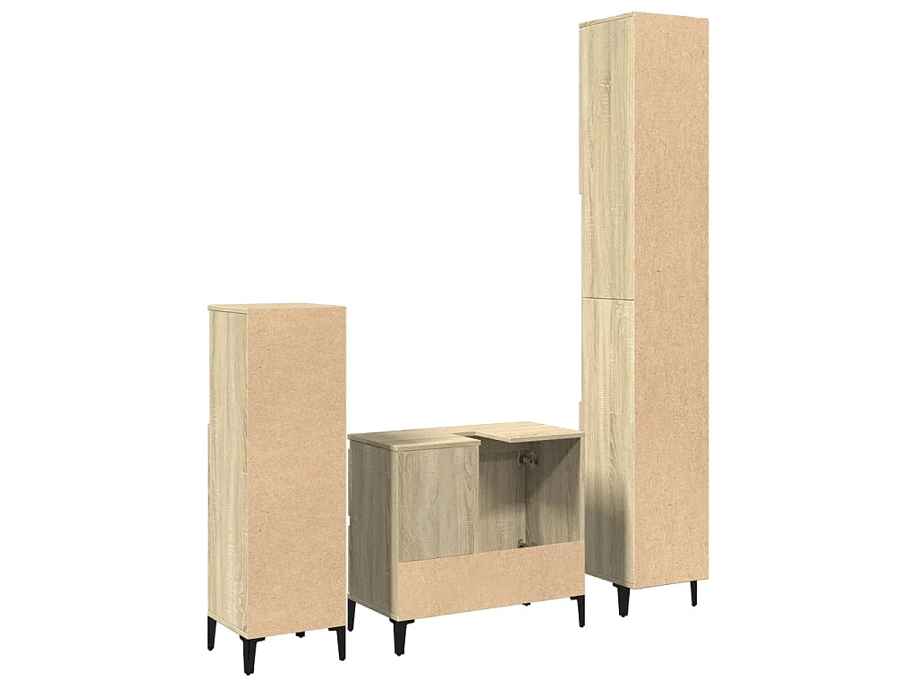 Ensemble de meubles de salle de bain 3 pcs chêne sonoma