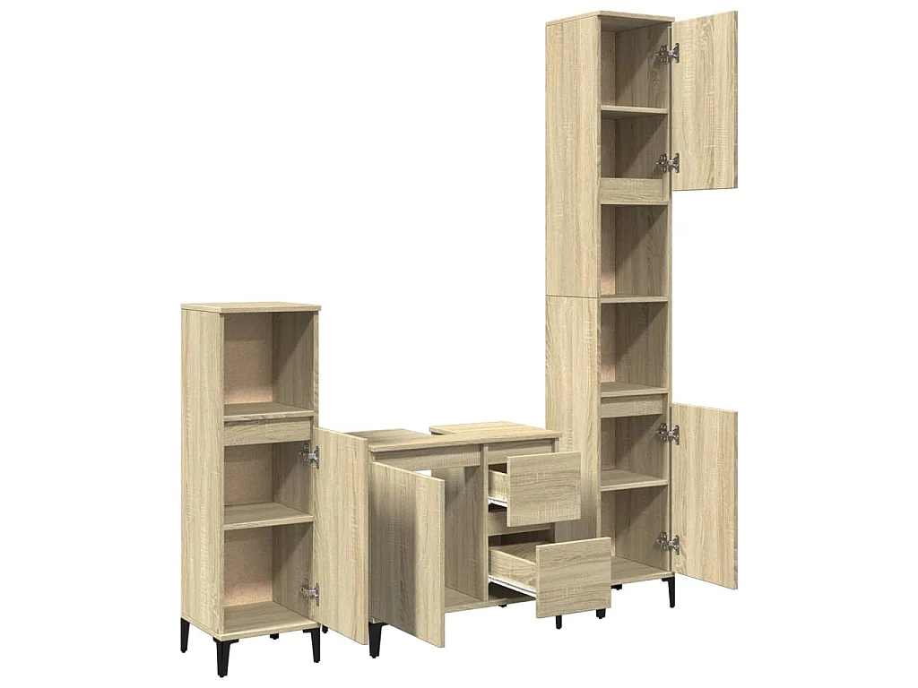 Ensemble de meubles de salle de bain 3 pcs chêne sonoma