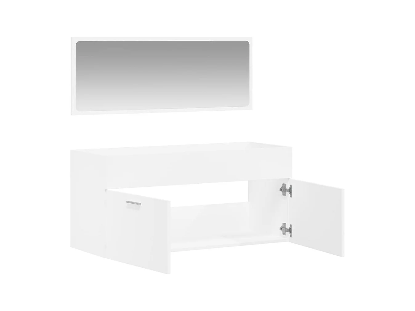 Badschrank mit Spiegel Weiß Holzwerkstoff