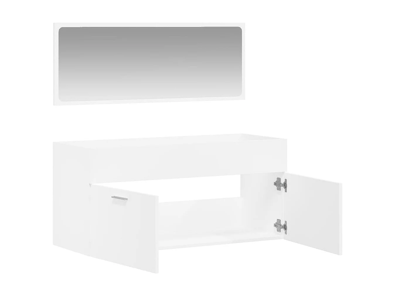 Armoire de salle de bain avec miroir blanc bois d'ingénierie
