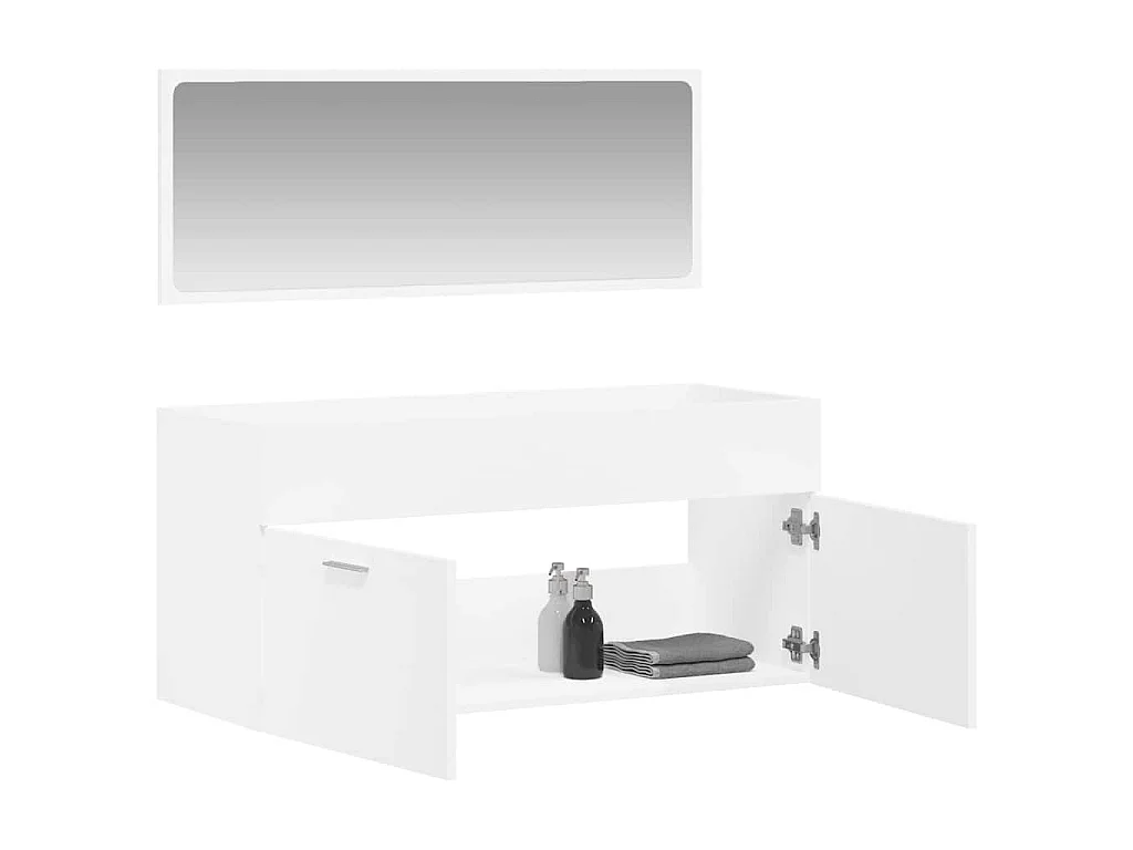 Armoire de salle de bain avec miroir blanc bois d'ingénierie