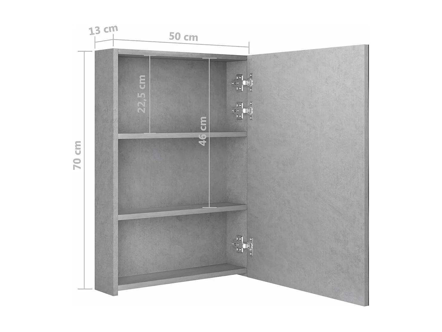 LED-Spiegelschrank fürs Bad Betongrau 50x13x70 cm