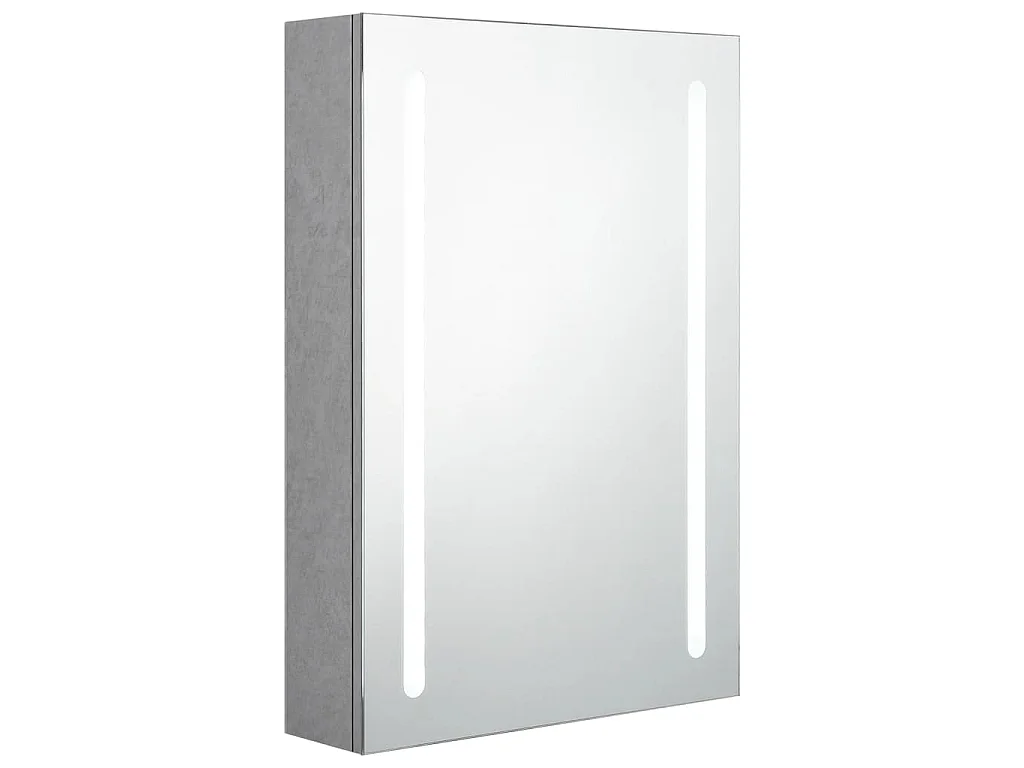 Armadietto Bagno con Specchio e LED Grigio Cemento 50x13x70 cm