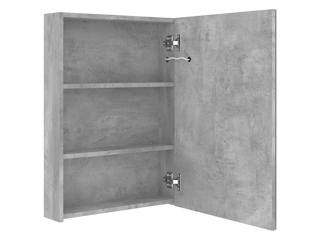 Armadietto Bagno con Specchio e LED Grigio Cemento 50x13x70 cm