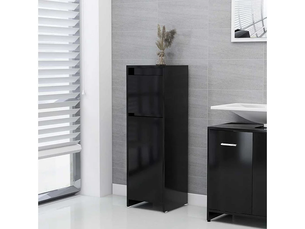 Mobile da Bagno Nero 30x30x95 cm in Legno Multistrato