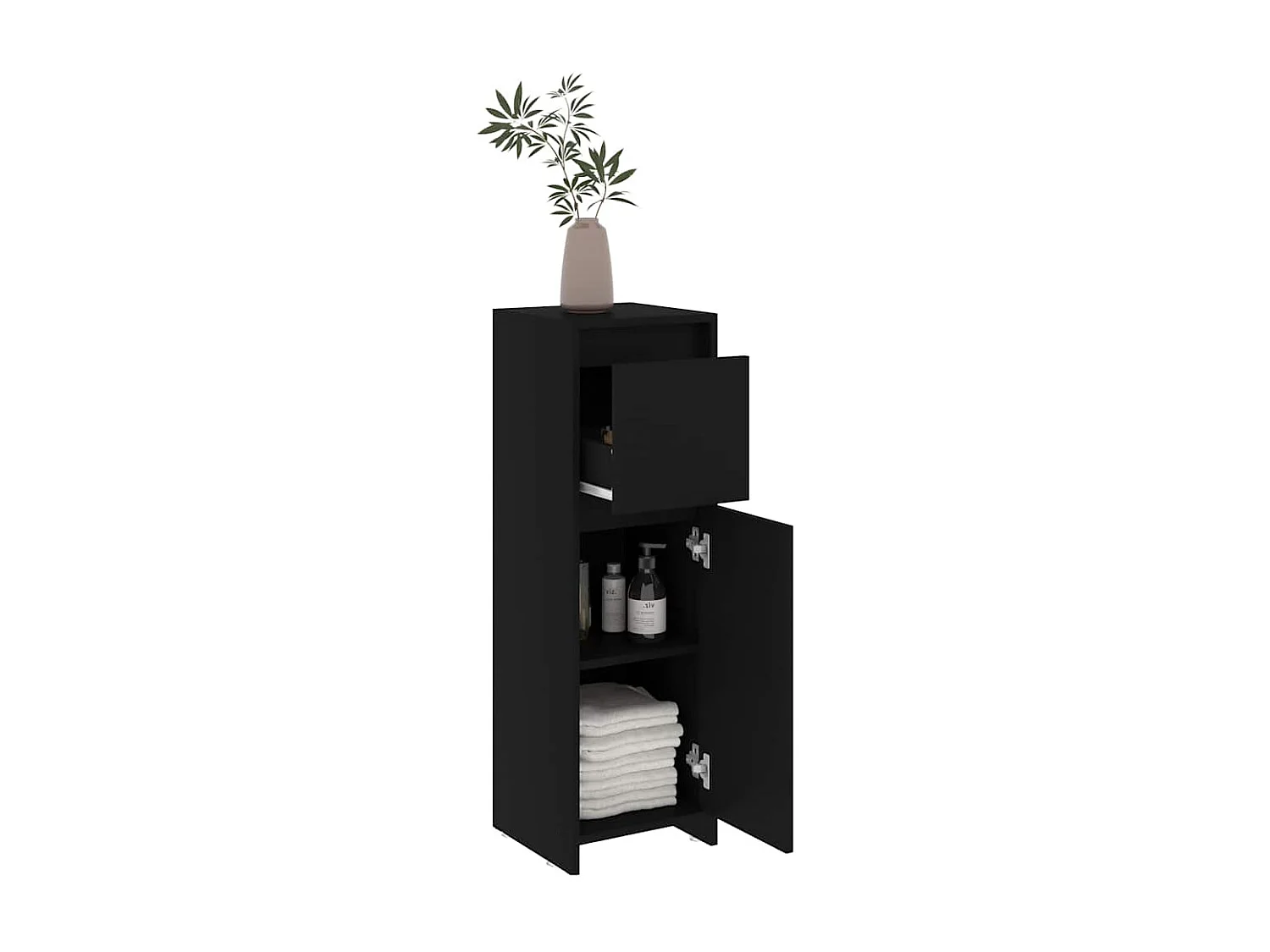Badkamerkast 30x30x95 cm bewerkt hout zwart