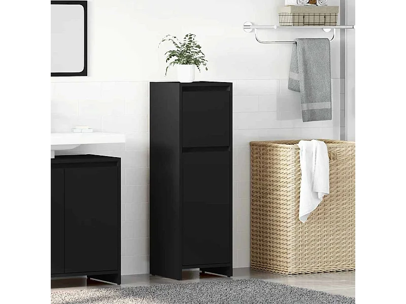 Armario de baño madera contrachapada negro 30x30x95 cm