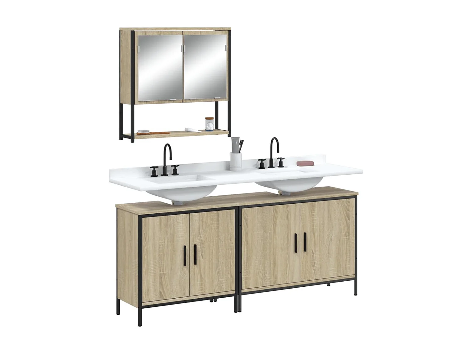 Ensemble de meubles de salle de bain 3 pcs chêne sonoma