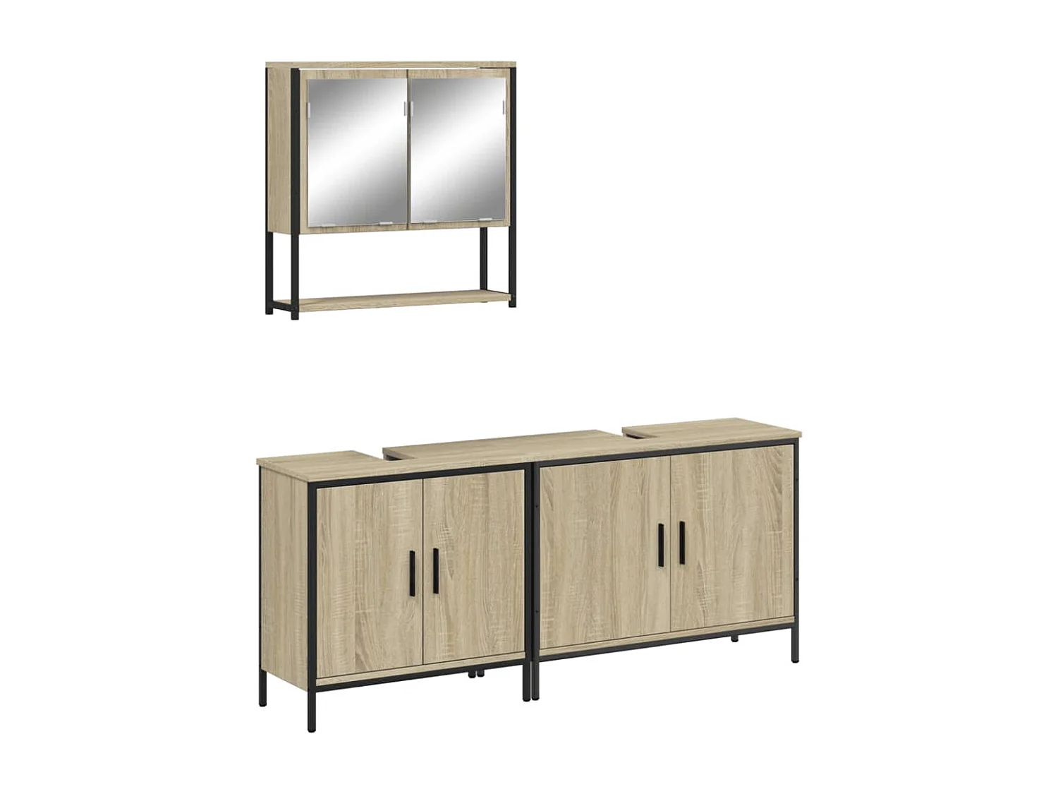 Ensemble de meubles de salle de bain 3 pcs chêne sonoma