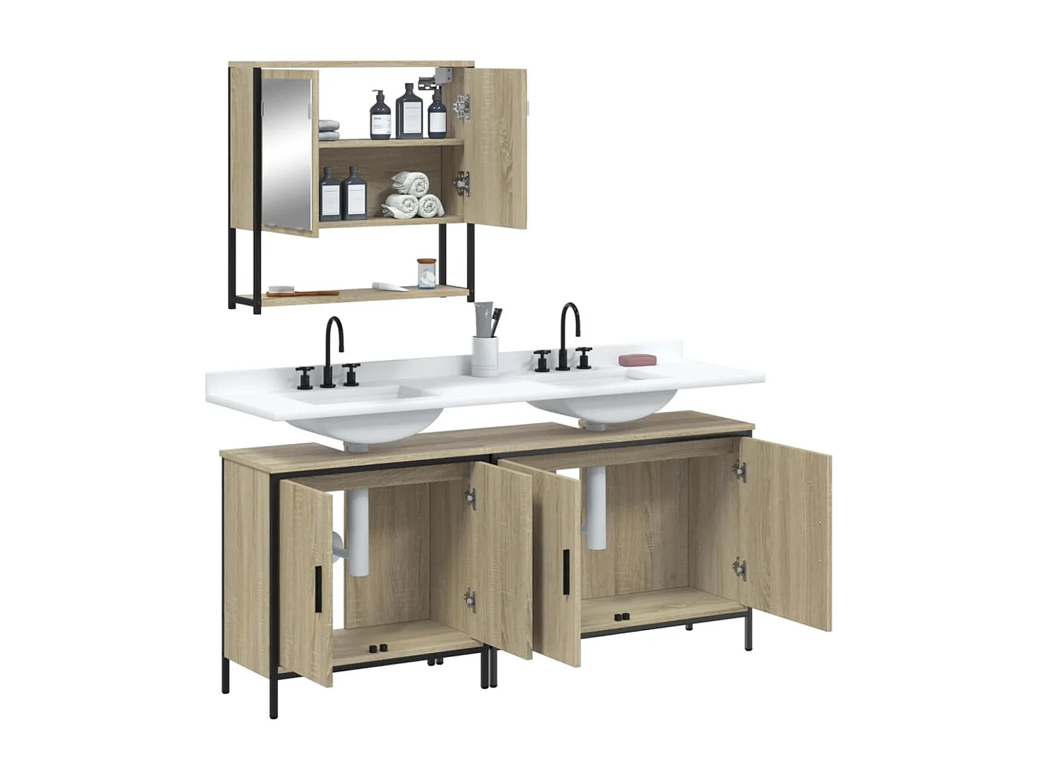 Ensemble de meubles de salle de bain 3 pcs chêne sonoma