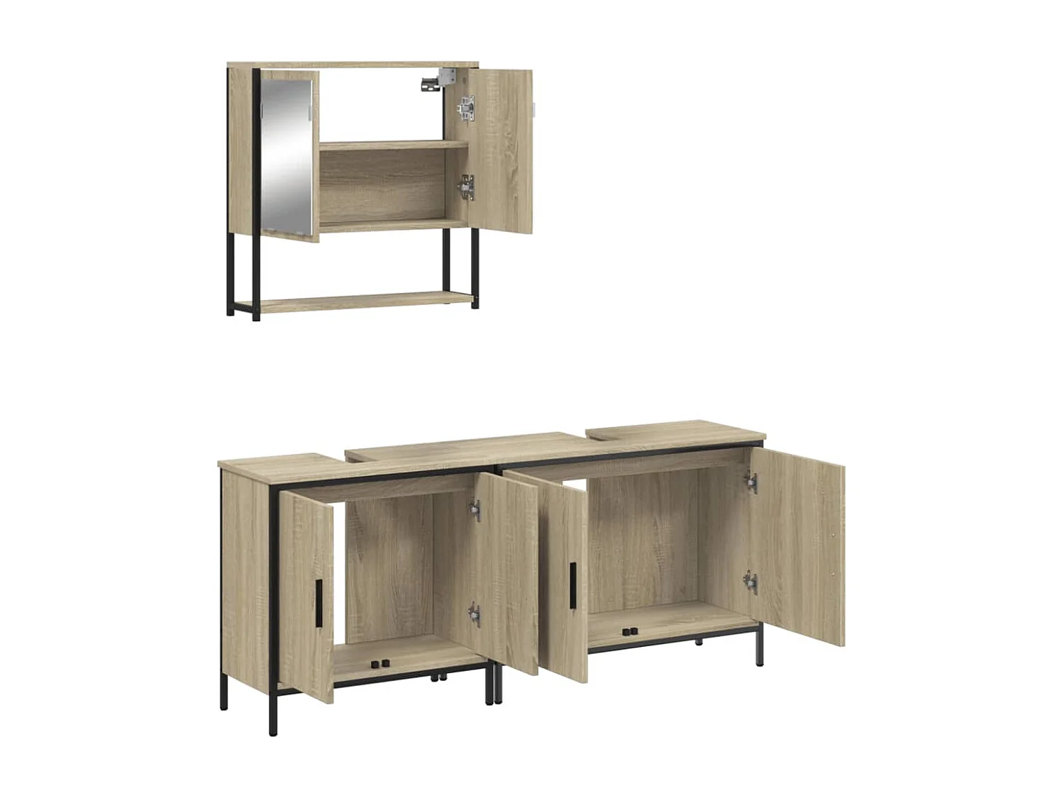 Ensemble de meubles de salle de bain 3 pcs chêne sonoma