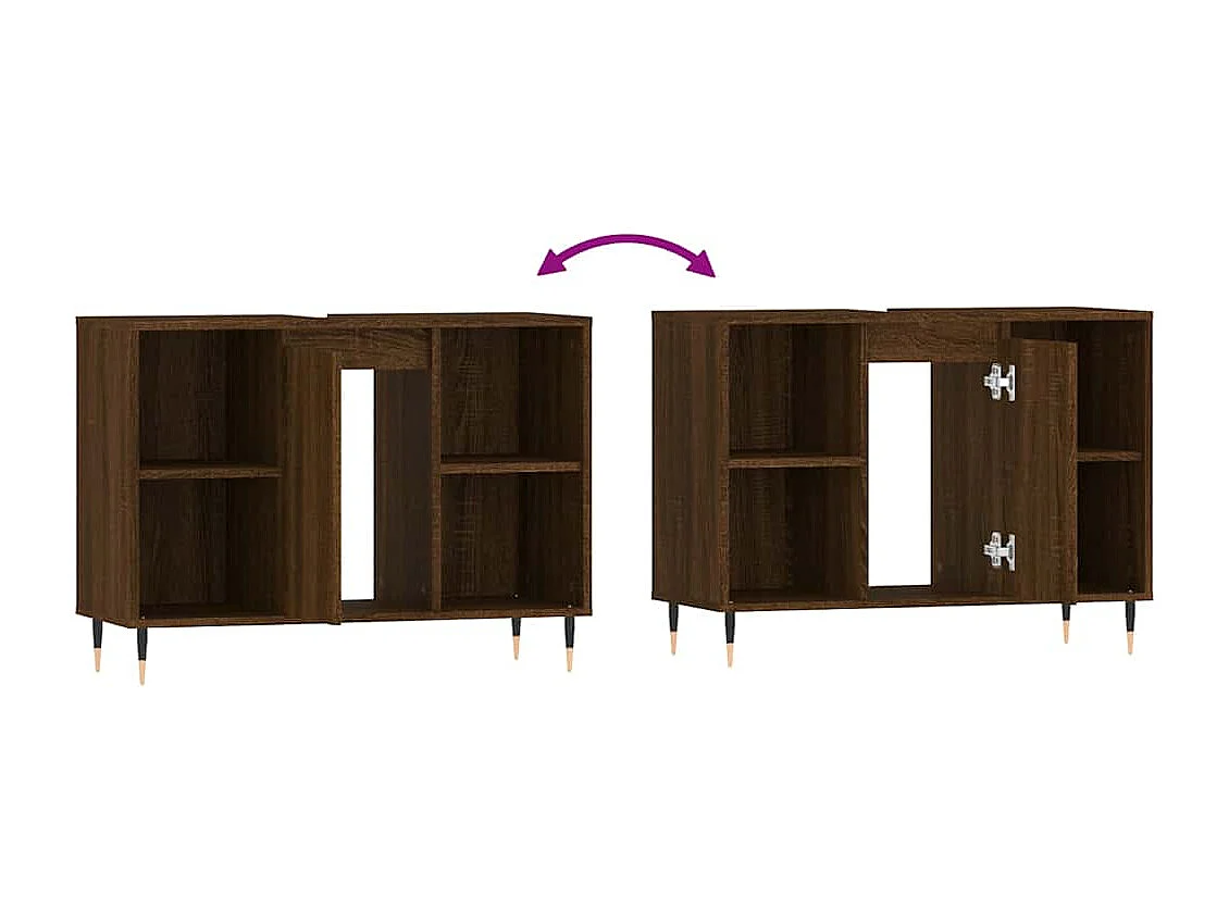 Armoire salle de bain chêne marron 80x33x60cm bois d'ingénierie