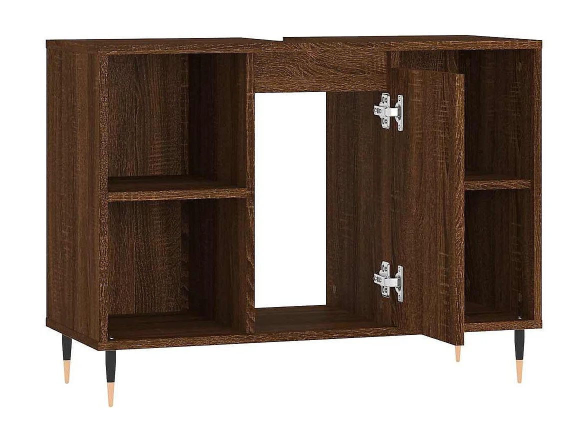 Badkamerkast 80x33x60 cm bewerkt hout bruin eikenkleur