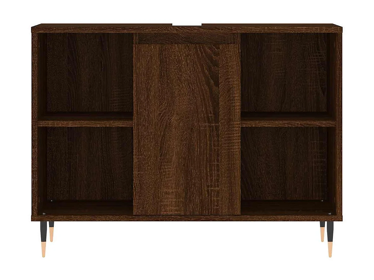 Badkamerkast 80x33x60 cm bewerkt hout bruin eikenkleur