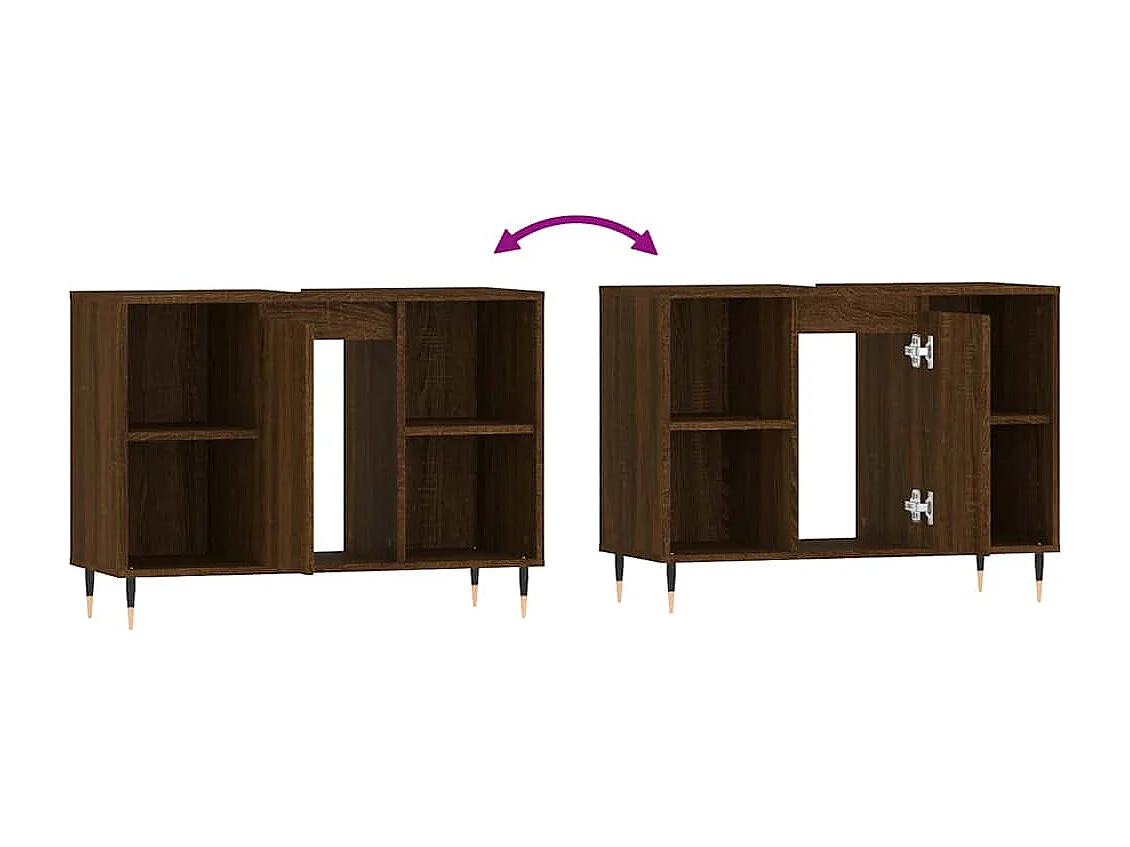 Badkamerkast 80x33x60 cm bewerkt hout bruin eikenkleur