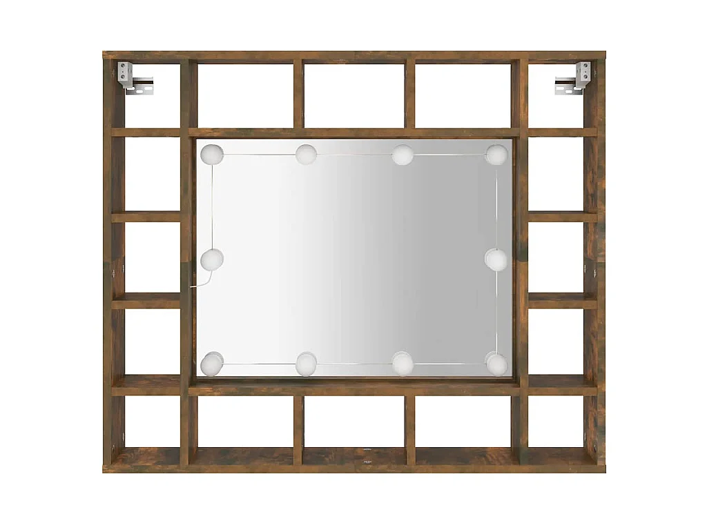 Spiegelkast met LED-verlichting 91x15x76,5 cm gerookt eiken
