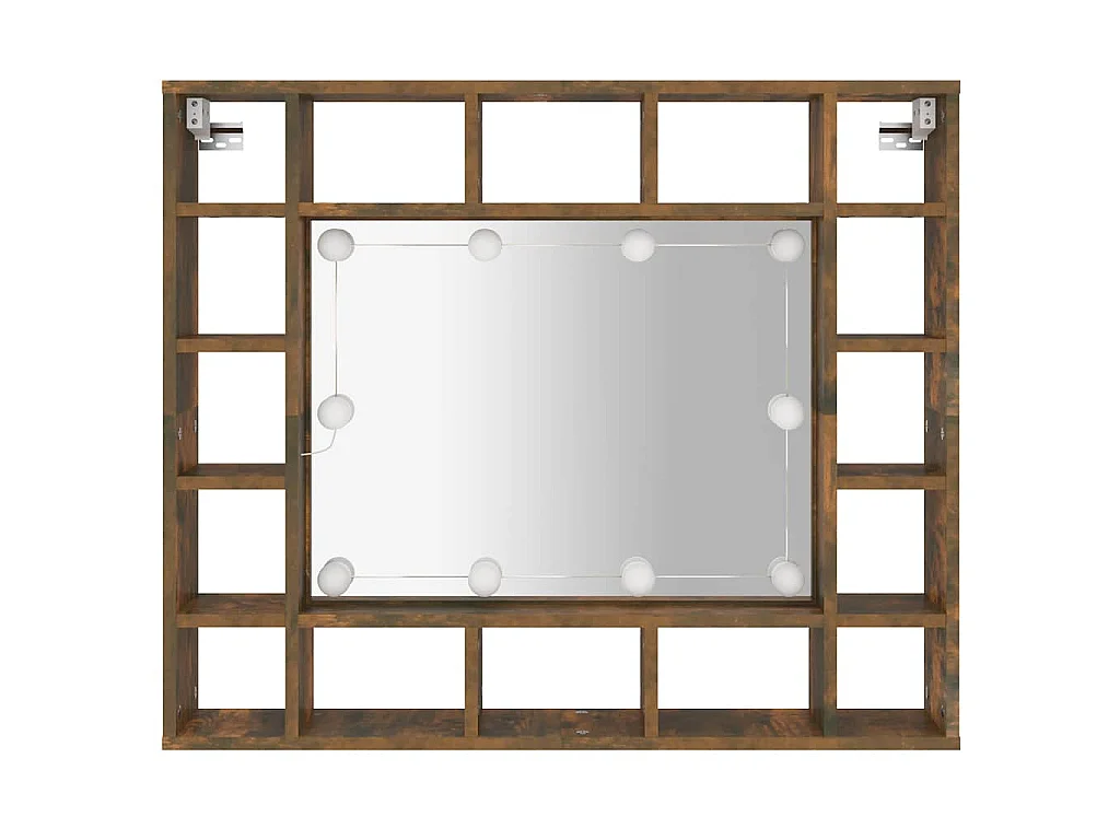 Armoire à miroir avec LED Chêne fumé 91x15x76,5 cm