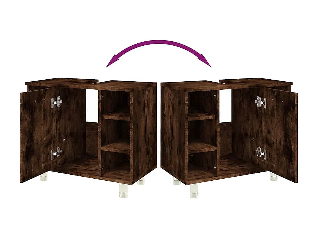 Badkamerkast 60x32x53,5 cm bewerkt hout gerookt eikenkleurig