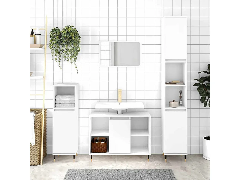 Armoire de salle de bain blanc 80x33x60 cm bois d'ingénierie