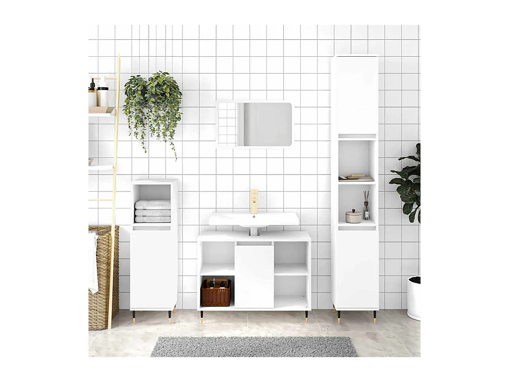 Badschrank Weiß 80x33x60 cm Holzwerkstoff