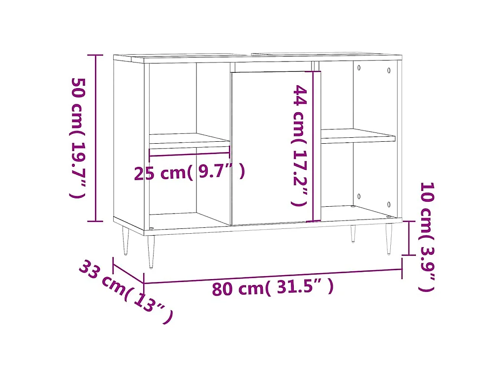 Badkamerkast 80x33x60 cm bewerkt hout wit