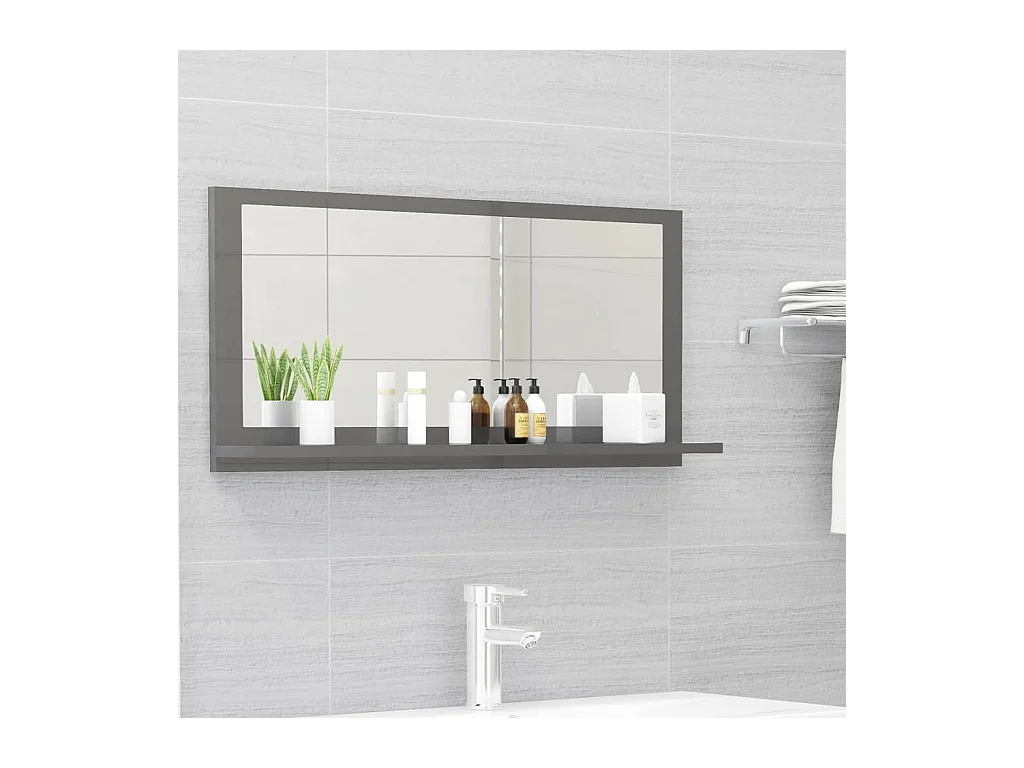 Badspiegel Hochglanz-Grau 80x10,5x37 cm Holzwerkstoff