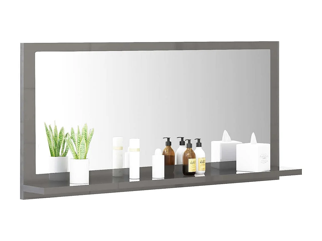 Espelho de casa de banho derivados de madeira cinza brilhante