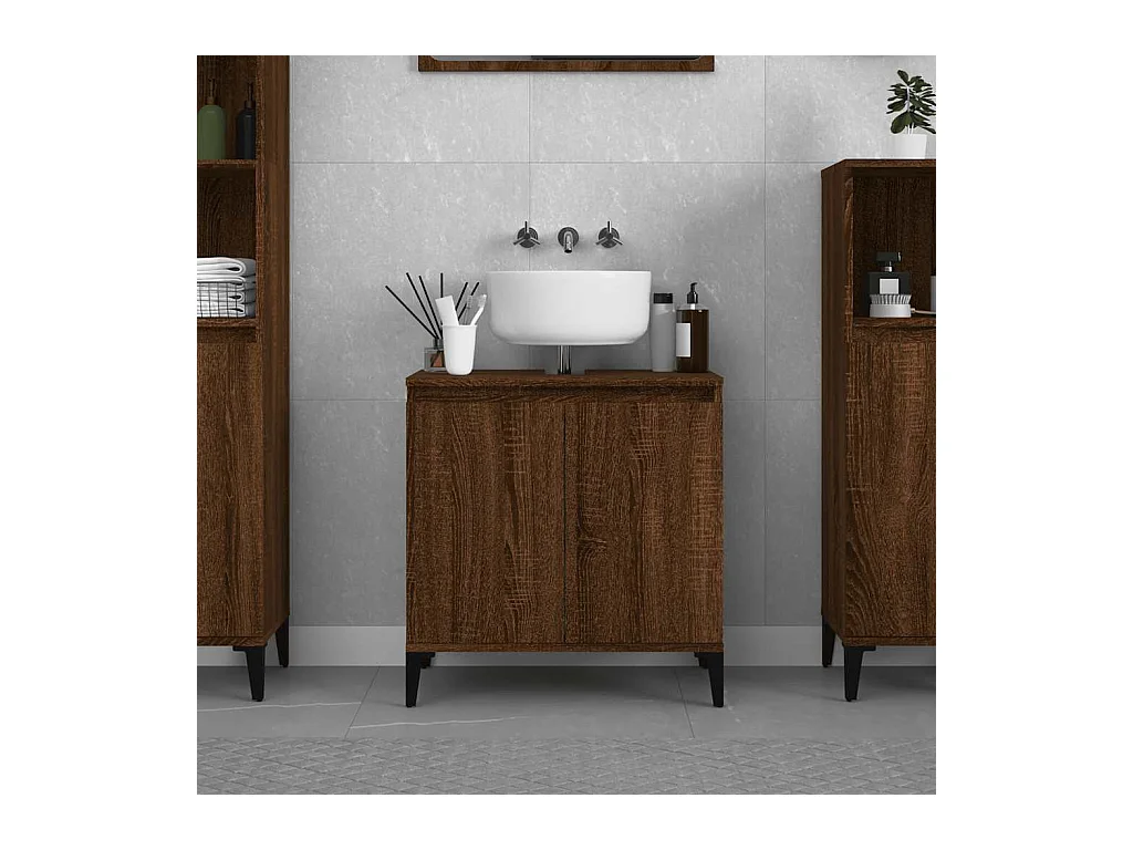 Meuble d'évier chêne marron 58x33x60 cm bois d'ingénierie