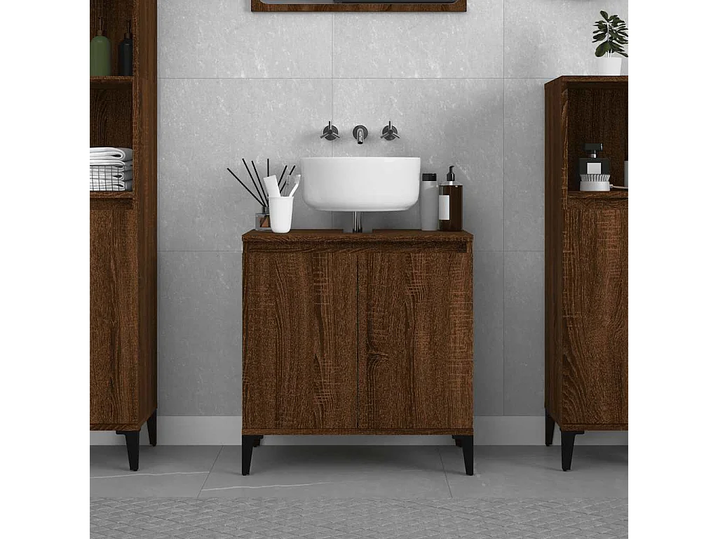 Mobile Lavabo Rovere Marrone 58x33x60 cm in Legno Multistrato
