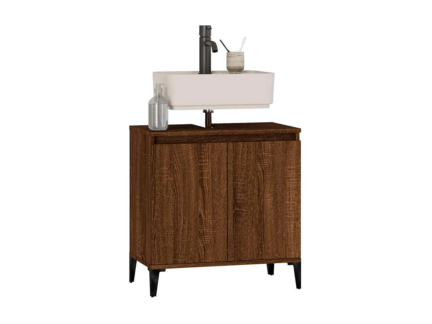 Mobile Lavabo Rovere Marrone 58x33x60 cm in Legno Multistrato