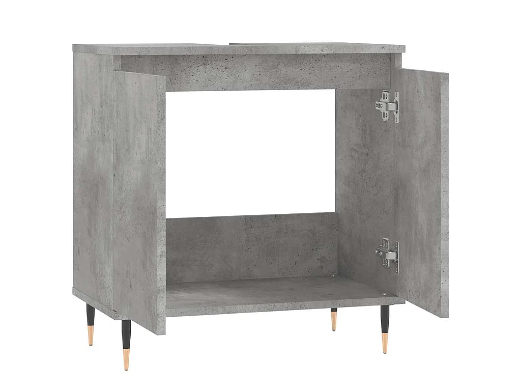 Armadietto da Bagno Grigio Cemento 58x33x60cm Legno Multistrato