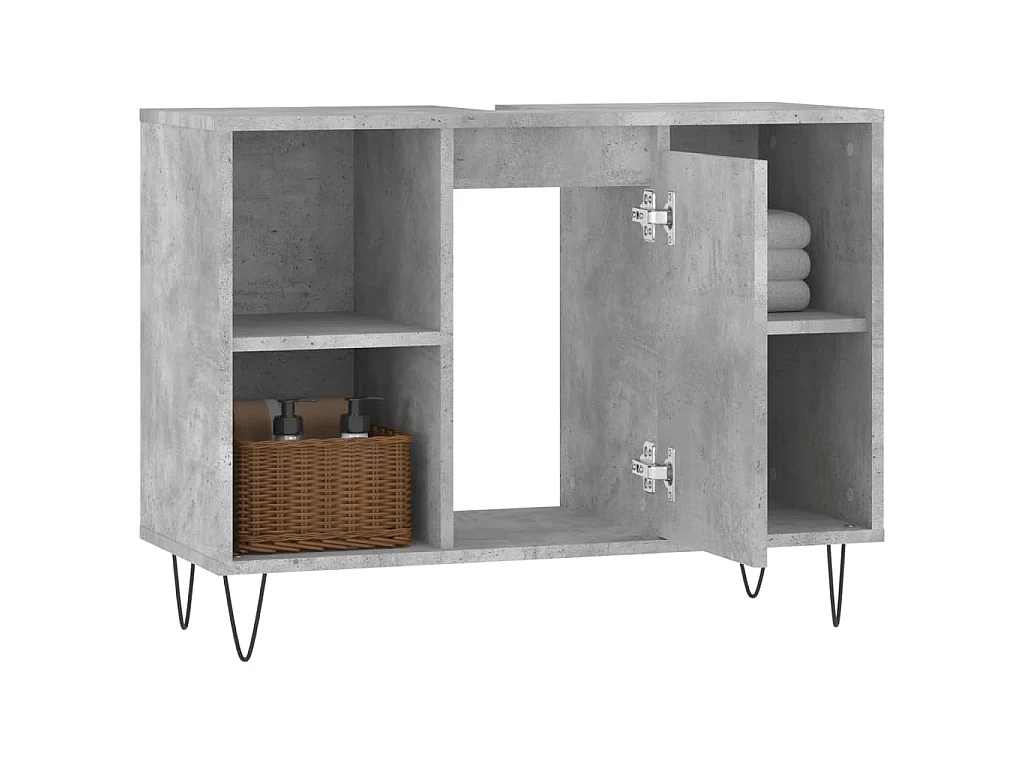 Armoire salle de bain gris béton 80x33x60cm bois d'ingénierie