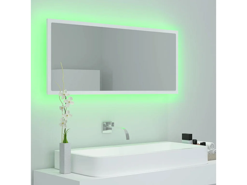 Specchio da Bagno con LED Bianco 100x8,5x37 cm in Acrilico