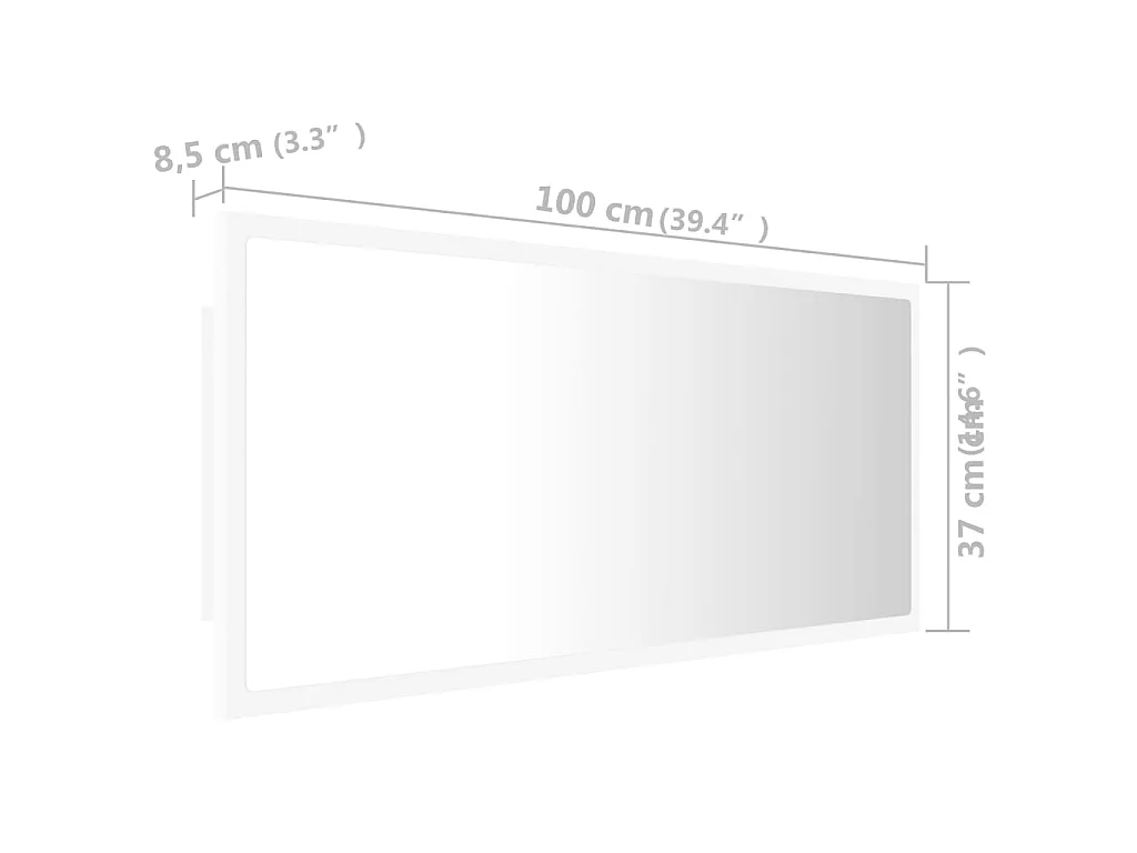 Specchio da Bagno con LED Bianco 100x8,5x37 cm in Acrilico