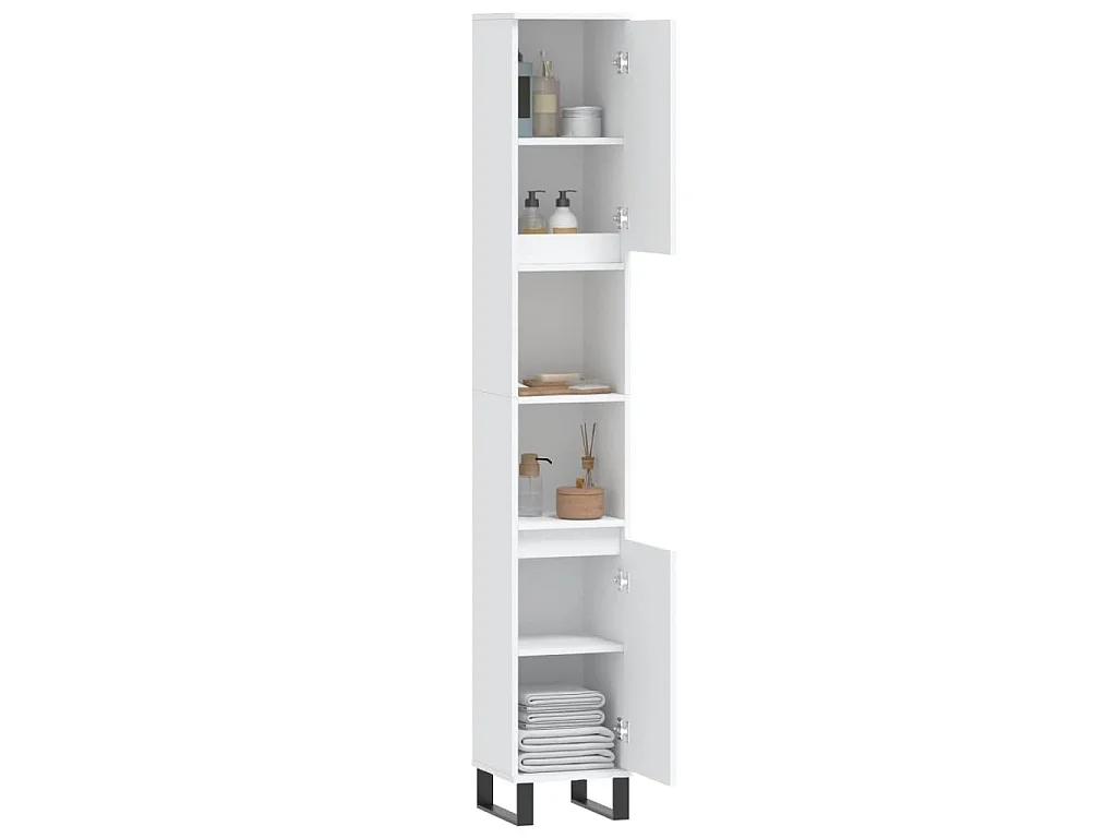 Badschrank Weiß 30x30x190 cm Holzwerkstoff