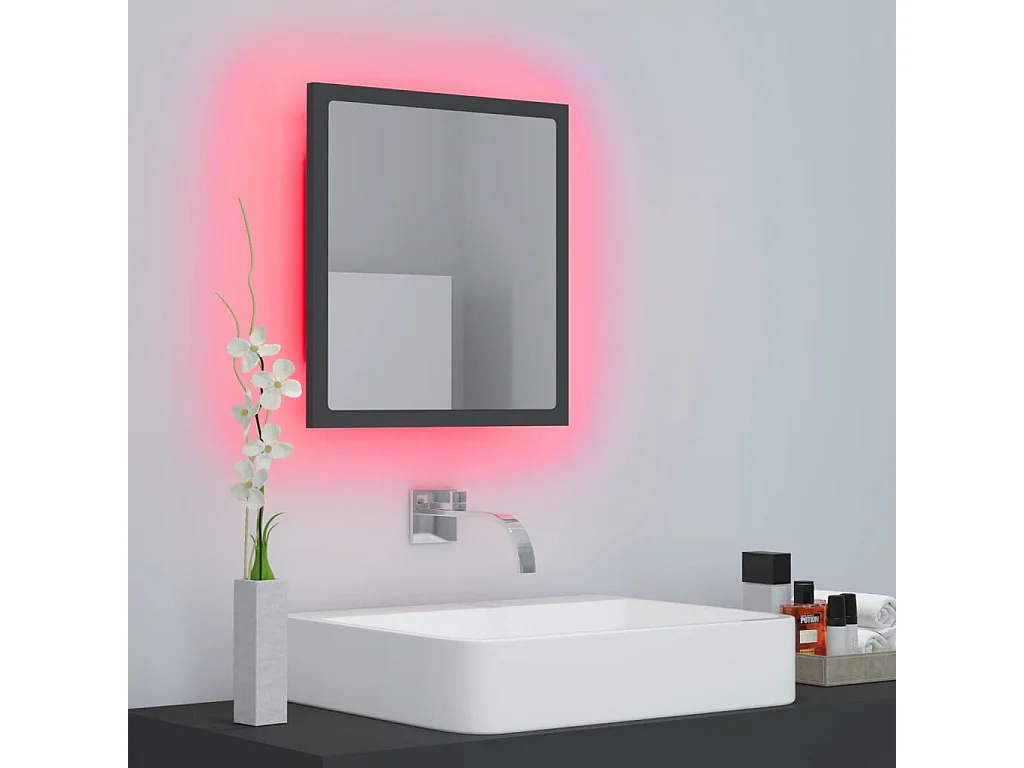 Espelho de casa de banho com LED 40x8,5x37 cm acrílico cinza