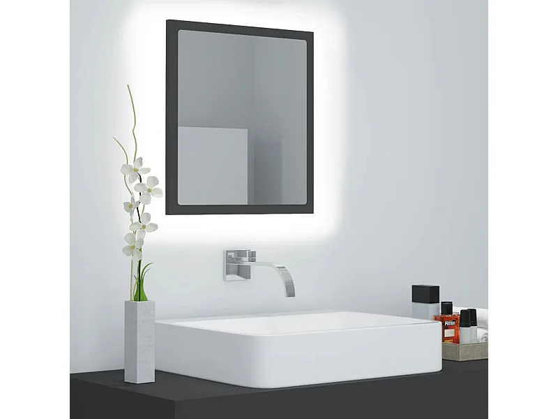 Espelho de casa de banho com LED 40x8,5x37 cm acrílico cinza