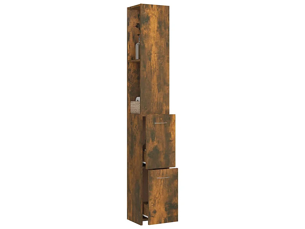 Badschrank Räuchereiche 25x26,5x170 cm Holzwerkstoff